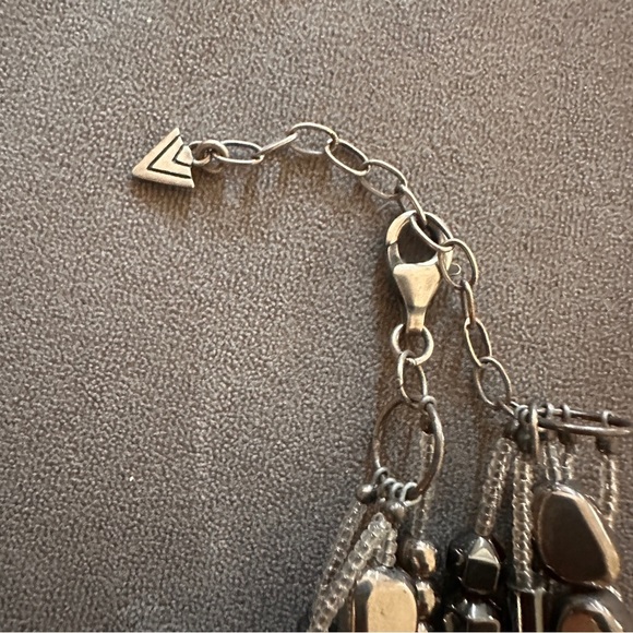 Silpada Chunky Silver & Hematite Beaded Necklace Multi-Strand Boho Bold Layered - Picture 6 of 7